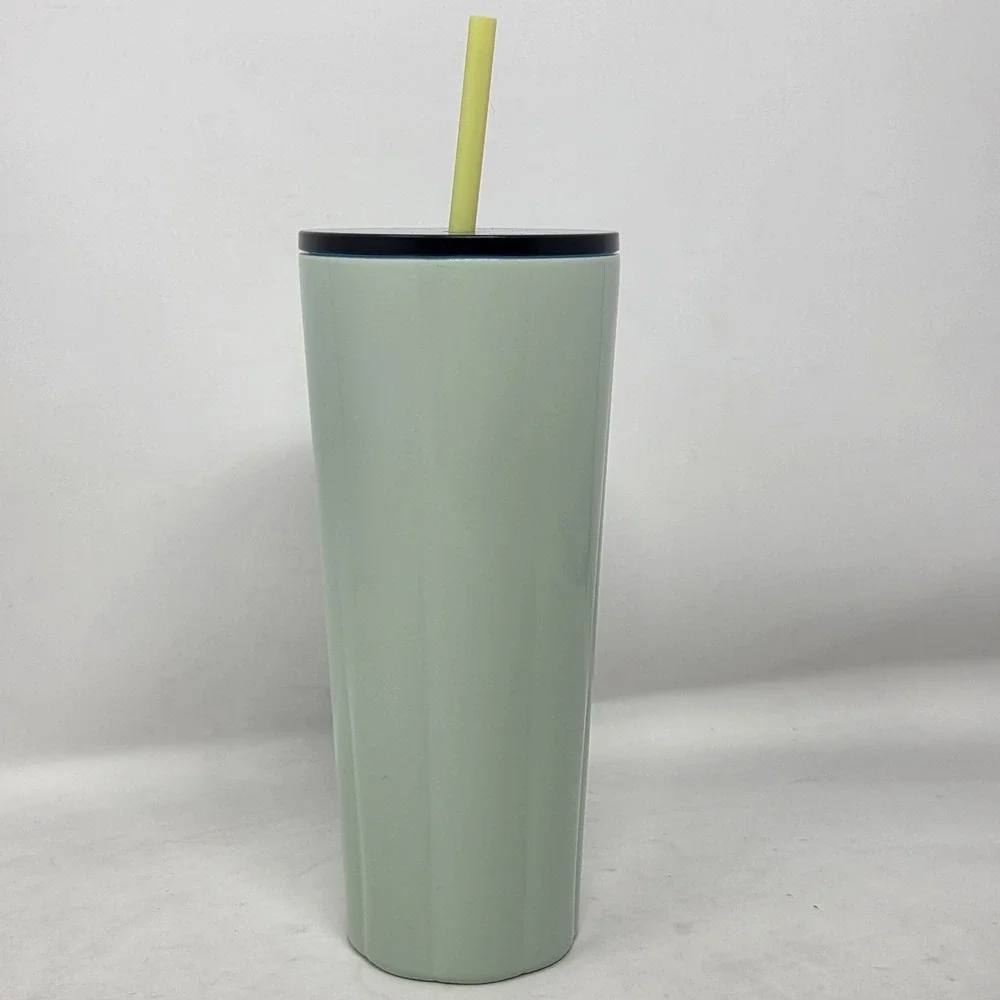 NEW Starbucks Puffy Valentine Mint Green Stainless Venti 24 oz Tumbler & Straw‎